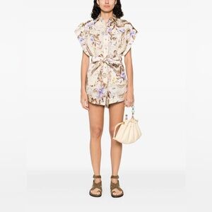 Zimmermann Cream and Purple Floral Playsuit